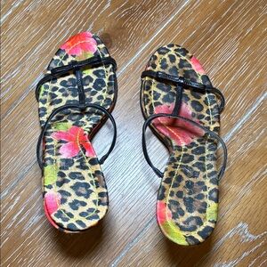 Beverly Feldman Leopard and Floral Sandals